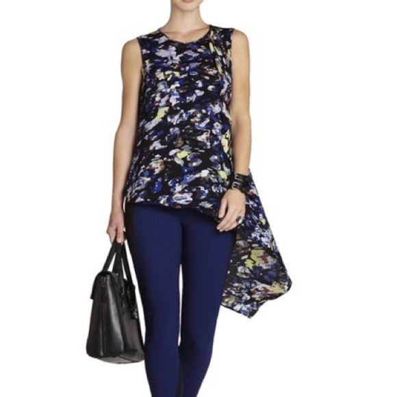 BCBGMaxAzria Tops - BCBG MaxAzria Edythe Blue Abstract Cascade Drape Sleeveless Top, XS